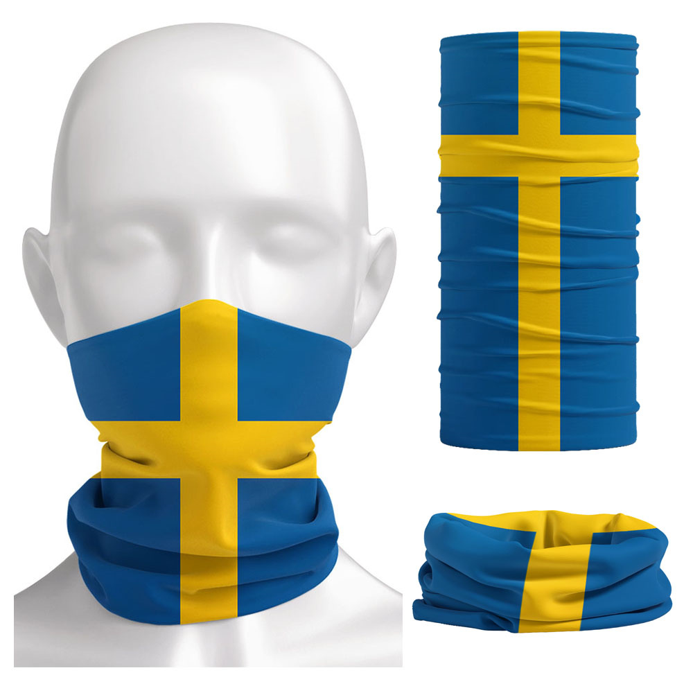 Neck Gaiter Face Cover - Sweden Flag Printed Bandana Headwear Riding