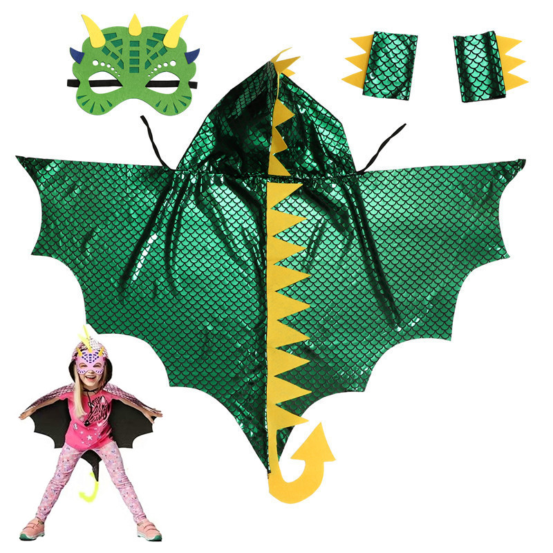 Child Green Dinosaur Cloak wit - Kids Face Mask review and price