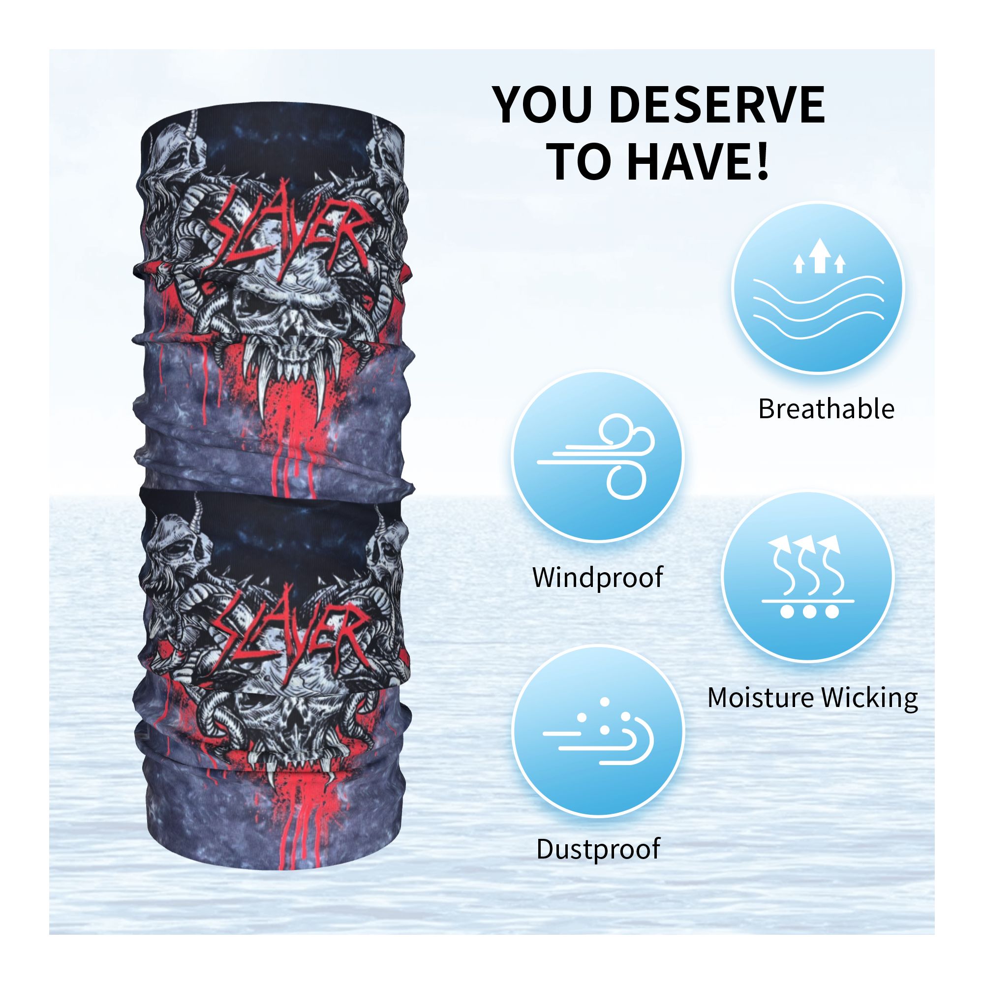 Custom Heavy Metal Rock  Slaye - Neck Gaiter Face Cover review and price