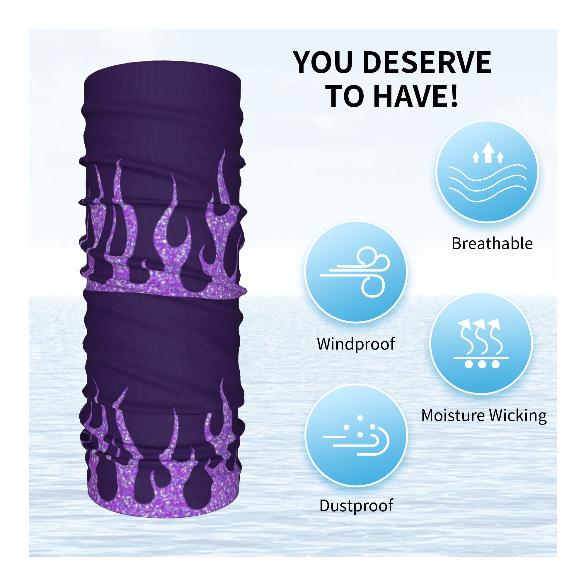 Custom Purple Glitter Flames B - Neck Gaiter Face Cover review and price
