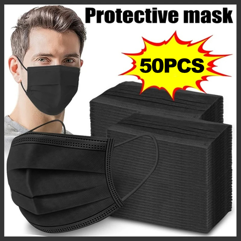 Masks 3-layer Mask Face Masks  - Black Face Mask Pack review and price