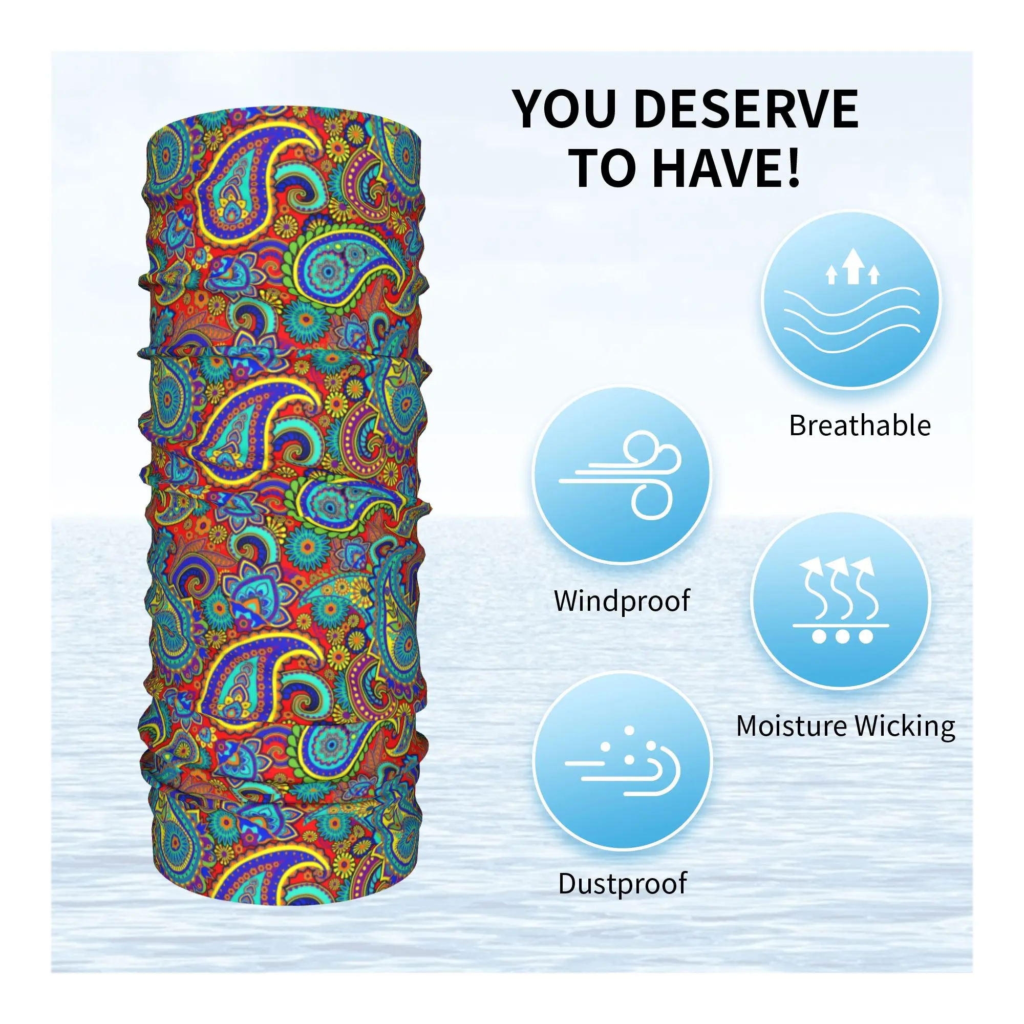 Colorful Retro Paisley Pattern - Neck Gaiter Face Cover review and price