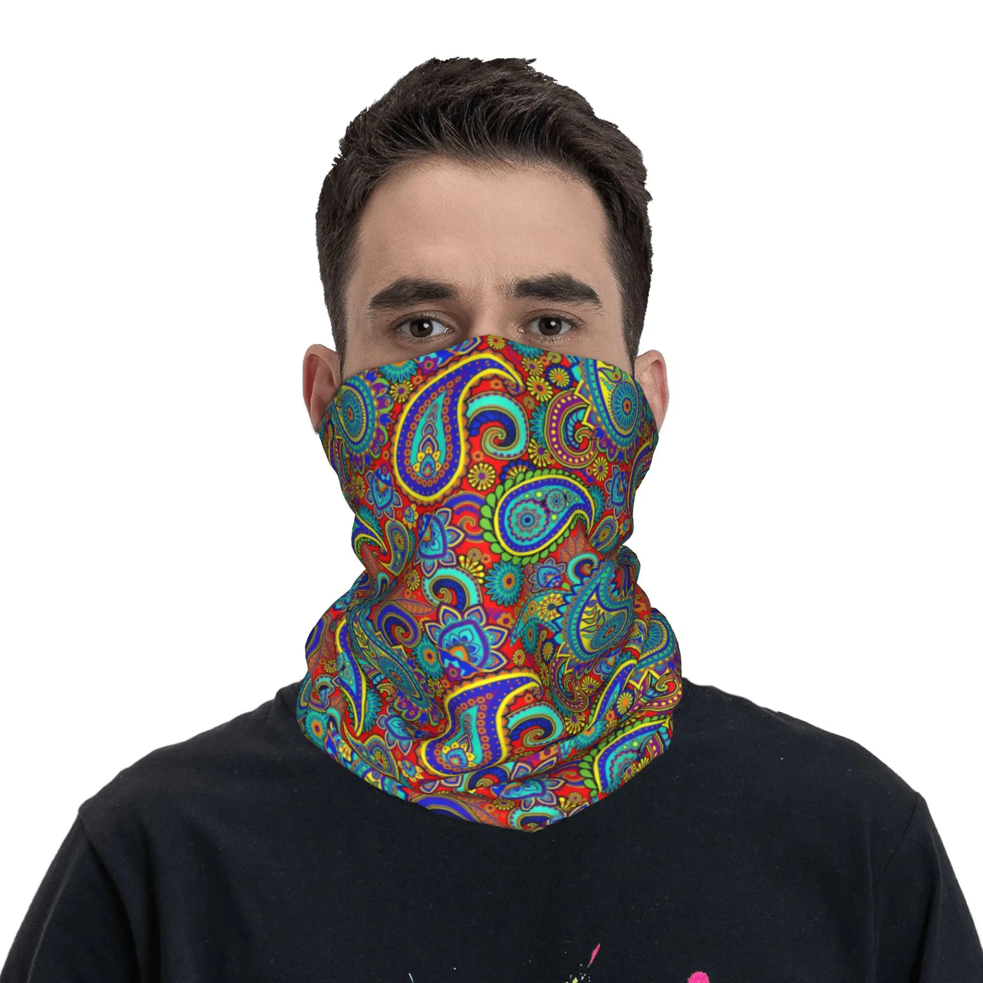 Colorful Retro Paisley Pattern - Neck Gaiter Face Cover review and price