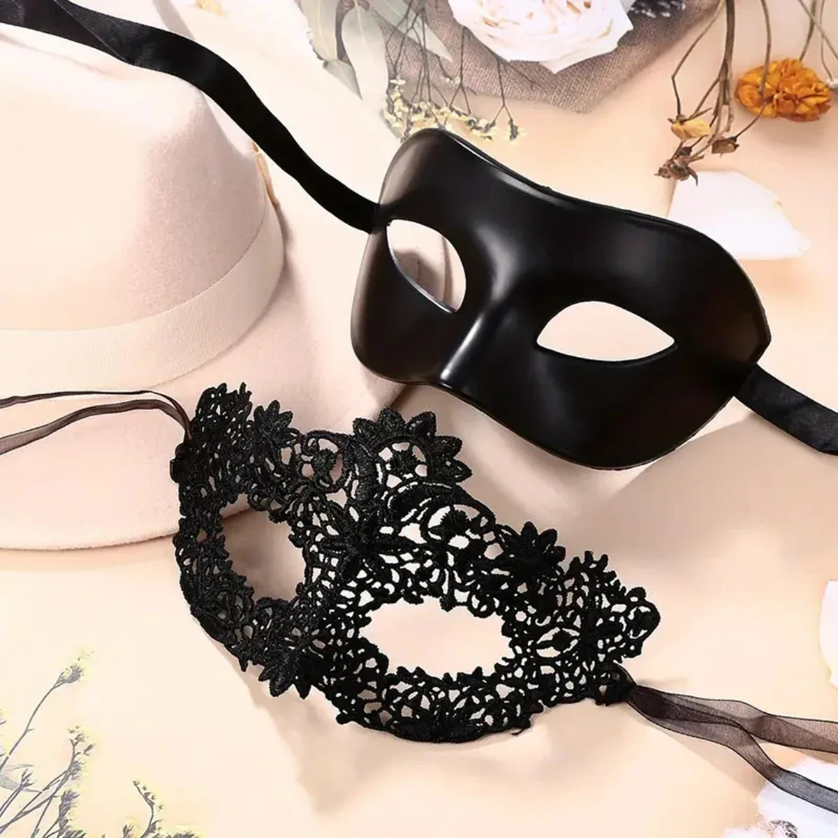 2pcs Elegant Black Lace Masque - Black Face Mask Pack review and price