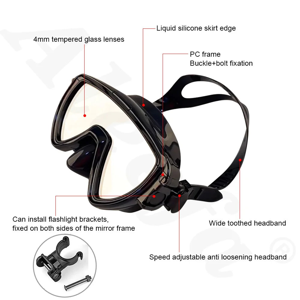 Scuba Diving Mask with flashli - Silicone Mask Bracket review and price
