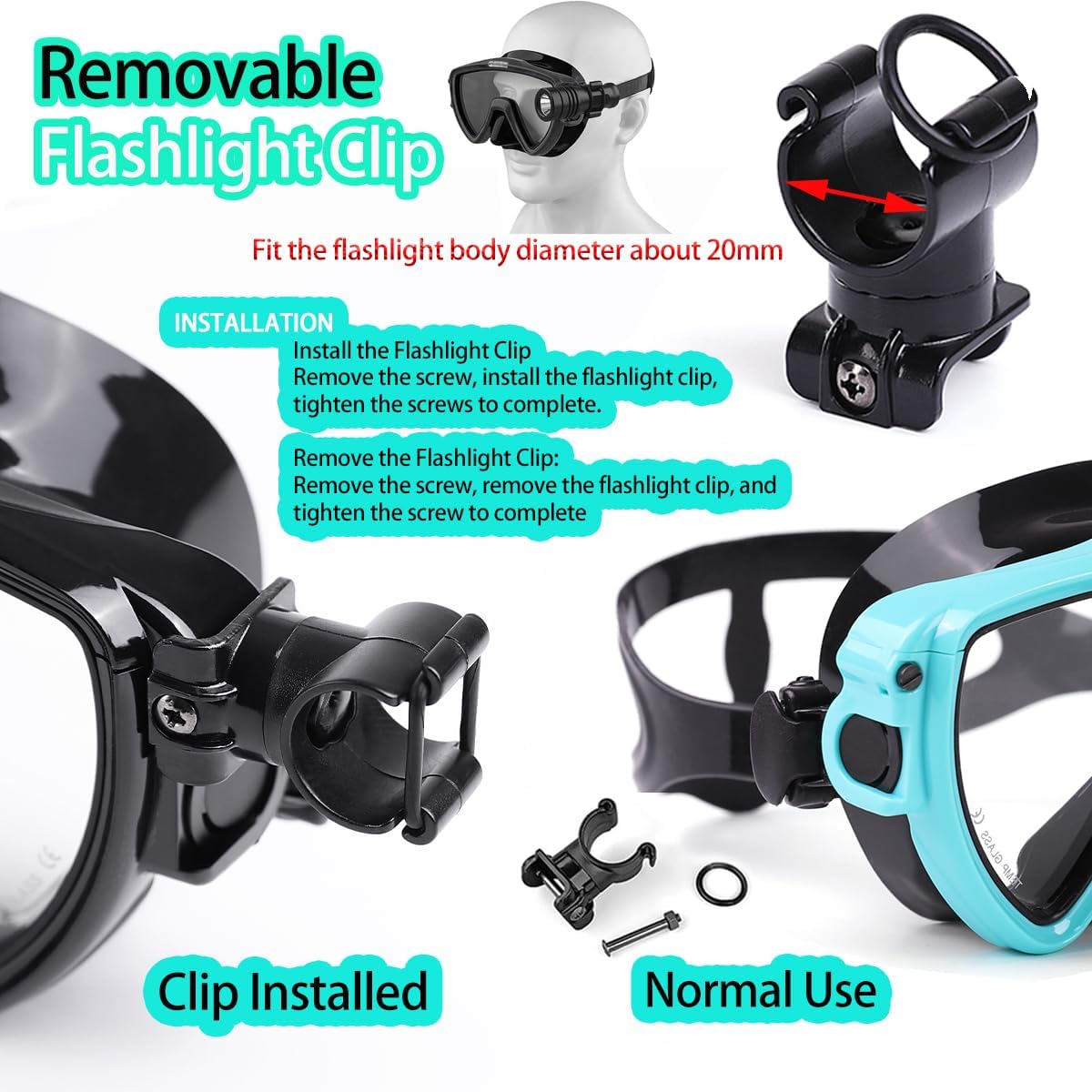 Scuba Diving Mask with flashli - Silicone Mask Bracket review and price